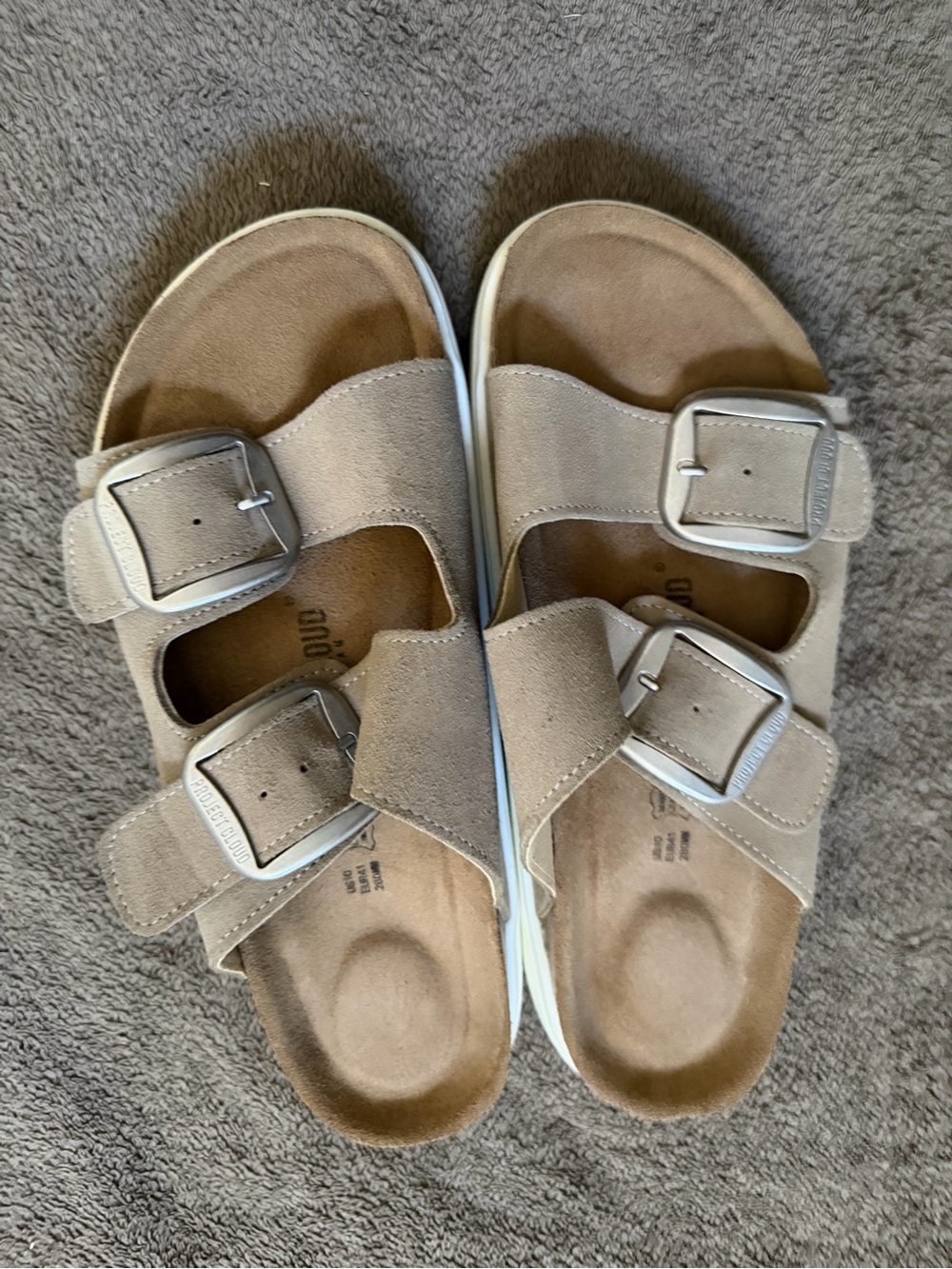 Project Cloud Women’s Beige Suede Buckle Sandals